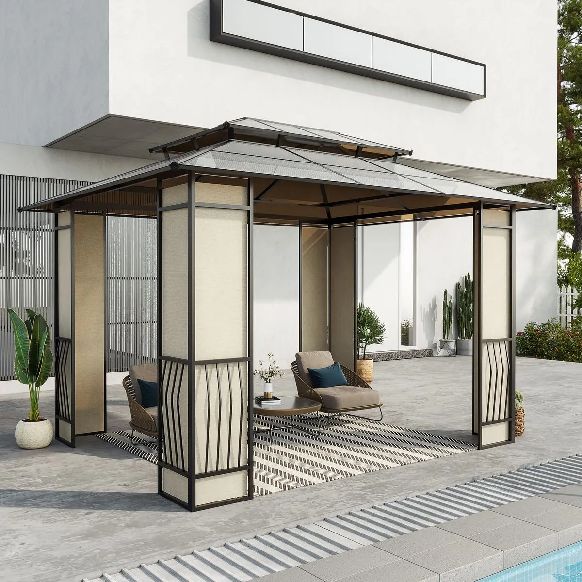593317-1200-auto-2.webp Pavillon Almanzor Outsunny, Doppeldach, braun, 275×365×300 cm – Bild 1