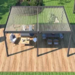 Freistehende bioklimatische Pergola Ombrea VS 4 × 8 m Anthrazit/Weiß