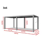 PRIMEYARD Pergola 3 × 6 m mit Aluminium-Pfosten und Aluminium-Lamellendach, Gartenpavillon in Grau – Bild 8